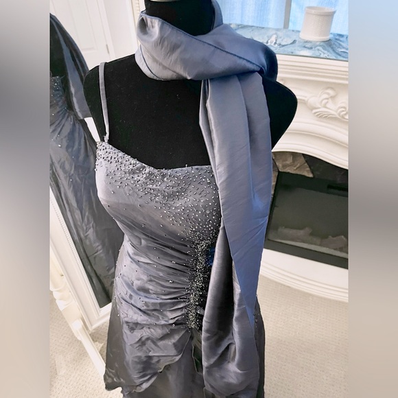 Yves Calin Dark Blue Evening/ Prom Dress/ Gown - Picture 4 of 8